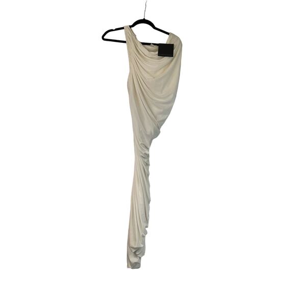 Norma Kamali | NWT Diana Dress Asymmetrical White Ruched Midi Dress L 40 - Picture 2 of 14